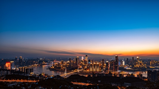 重庆夜景-渝中半岛-蓝调时段-堆栈-城市 图片素材