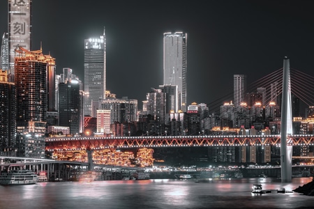 重庆夜景-城市建筑-千厮门大桥-渝中半岛-洪崖洞 图片素材