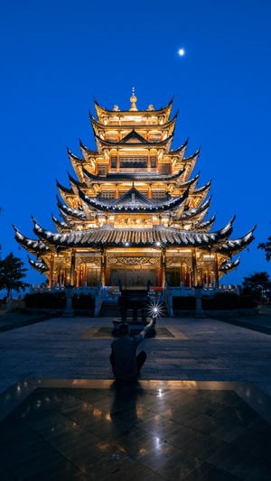 重庆-重庆夜景-网红机位-鸿恩寺-蓝调时段 图片素材