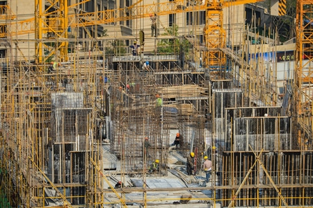 杭州-建筑工地-俯瞰-工人-施工 图片素材