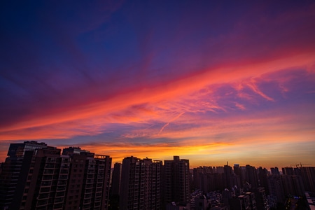 杭州-城西-朝霞-晨曦-城市 图片素材