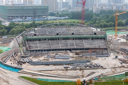 杭州-亚运会场馆-建设-建筑-俯瞰 图片素材