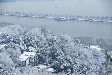 杭州-西湖-雪韵-宝石山-西湖 图片素材