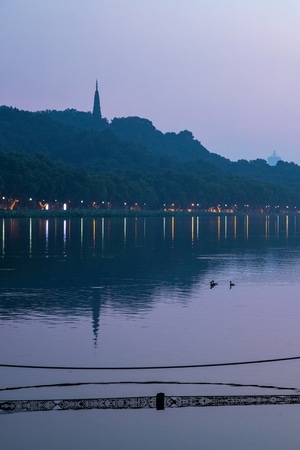 杭州-西湖-夜色-保俶塔-自然 图片素材