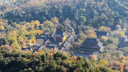 杭州-灵隐寺-俯瞰-秋色-北高峰 图片素材