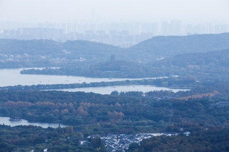杭州-北高峰-俯瞰-西湖-西湖 图片素材