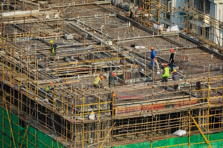 杭州-建筑工地-俯瞰-工人-施工 图片素材