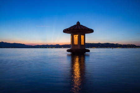 杭州-西湖-翠光亭-夜色-暮色 图片素材