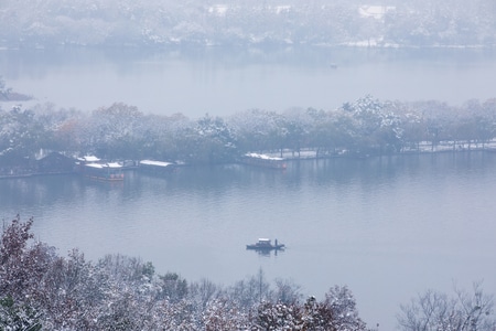 杭州-西湖-雷峰塔-雪景-雪霁 图片素材
