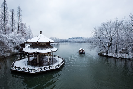 杭州-西湖-雪韵-茅家埠-杨公堤 图片素材