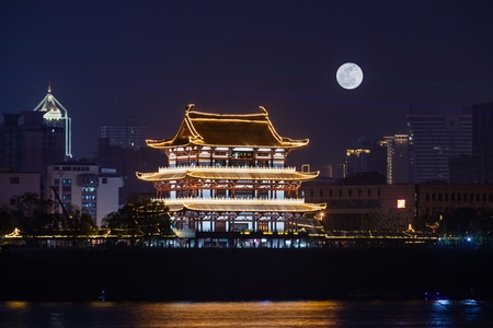 我的2019-长沙-湘江-杜甫江阁-杜甫江阁 图片素材