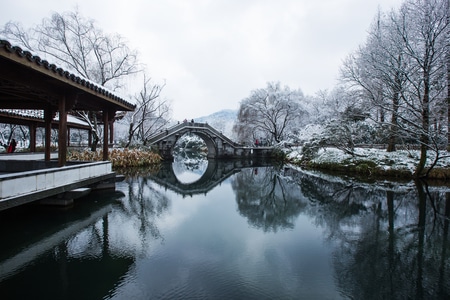 杭州-浴鹄湾-杨公堤-西湖-雪韵 图片素材