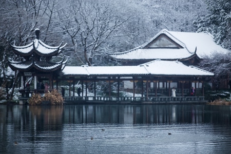 杭州-西湖-浴鹄湾-雪韵-西湖 图片素材