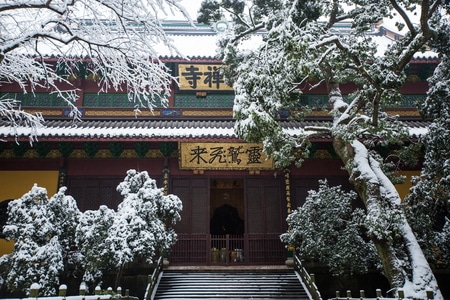 杭州-灵隐寺-雪景-雪霁-灵隐寺 图片素材