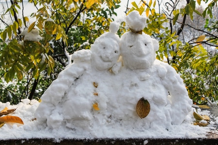 杭州-西湖-宝石山-小雪人-雪 图片素材