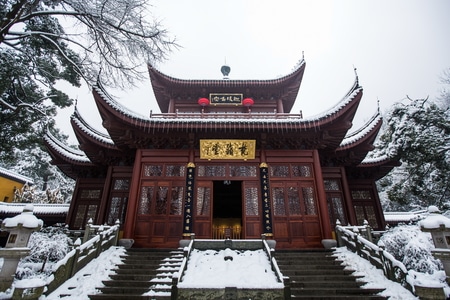 杭州-永福寺-雪霁-寺庙-永福寺 图片素材