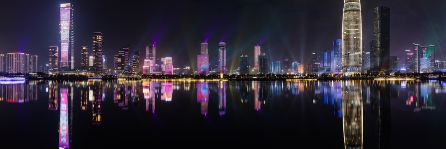 深圳-深圳湾-夜色-灯光秀-城市 图片素材