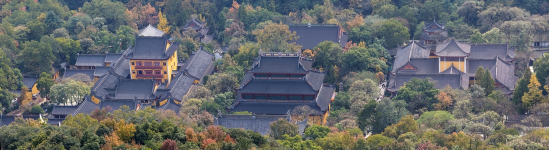 杭州-灵隐寺-寺庙-俯瞰-秋色 图片素材