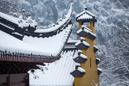 杭州-永福寺-冰挂-雪霁-房檐 图片素材