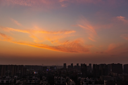 杭州-城西-晚霞-城市-城市风光 图片素材