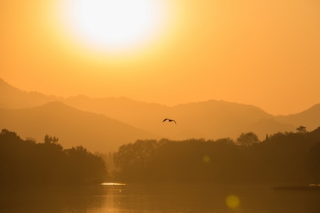 杭州-西湖-风光-夕阳-落日 图片素材