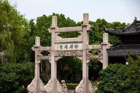 杭州-余杭-塘栖古镇-御碑码头-牌坊 图片素材