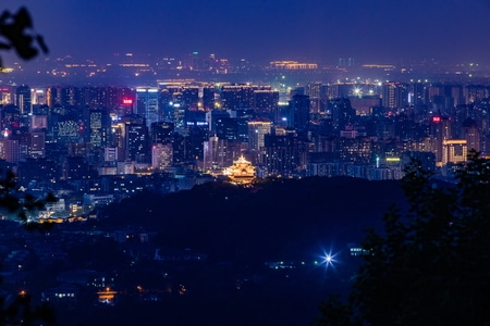 夜色-暮色-俯瞰-雷峰塔-玉皇山 图片素材