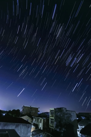浙江-温岭市-乡村-星空-星轨 图片素材