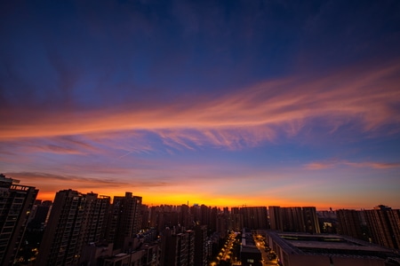 杭州-城西-朝霞-晨曦-城市 图片素材