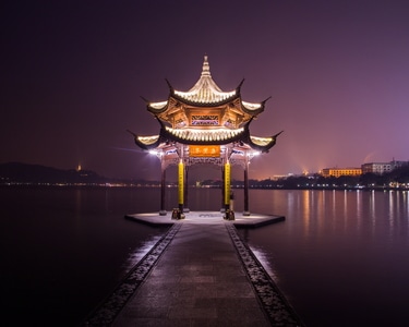 杭州-西湖-湖滨-集贤亭-风光 图片素材