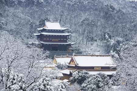 杭州-净慈寺雪霁-雪韵-净慈寺-古建筑 图片素材