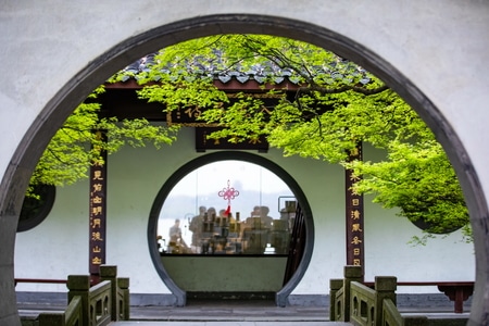 杭州-西湖-平湖秋月-初夏-古建筑 图片素材