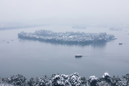 杭州-西湖-雷峰塔-雪景-雪霁 图片素材