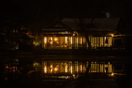 杭州-浴鹄湾-西湖-夜色-雪夜 图片素材
