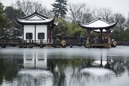 杭州-西湖-风光-雪景-小瀛洲 图片素材