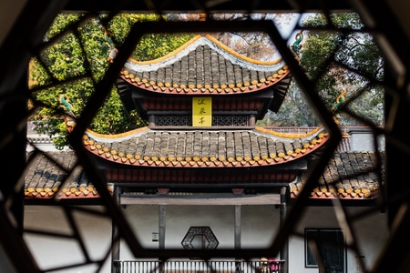 岳麓山-长沙-岳麓书院-窗-古建筑 图片素材