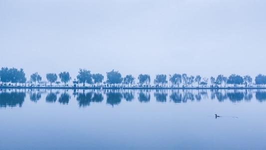 杭州-西湖-白堤-水墨画-西湖 图片素材
