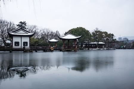 杭州-西湖-风光-雪景-小瀛洲 图片素材