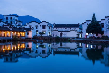 杭州-富阳-龙门古镇-暮色-风景 图片素材