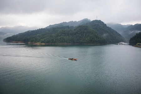 浙江-淳安县-千岛湖-大桥-晨曦 图片素材