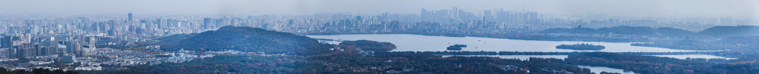 杭州-北高峰-俯瞰-西湖-城市 图片素材