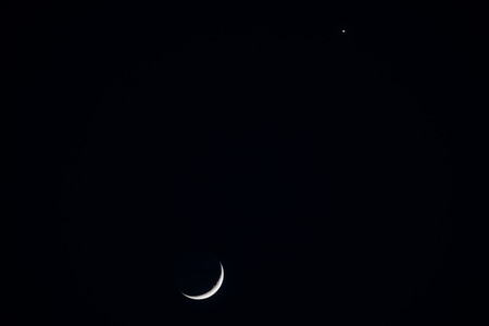 杭州-金星-月亮-峨眉月-天象 图片素材
