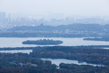 杭州-北高峰-俯瞰-西湖-西湖 图片素材