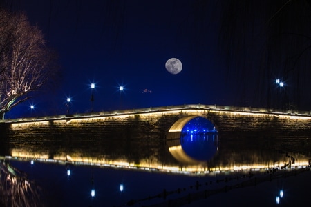 杭州-西泠桥-夜色-建筑-桥梁 图片素材