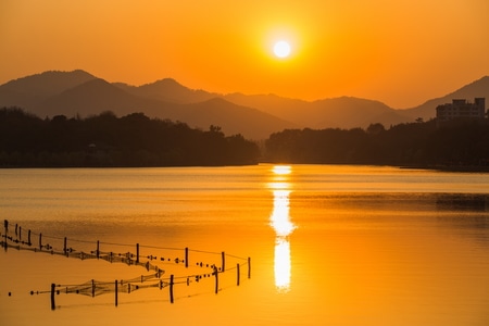 西湖-杭州-落日-风景-风光 图片素材