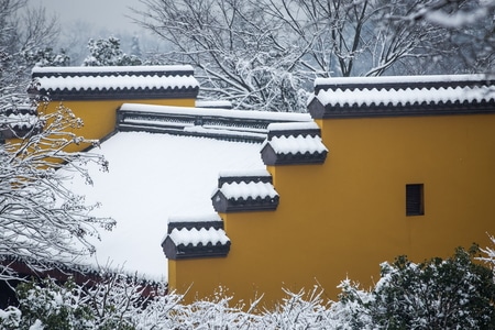 杭州-雪霁-雪景-雪韵-永福寺 图片素材