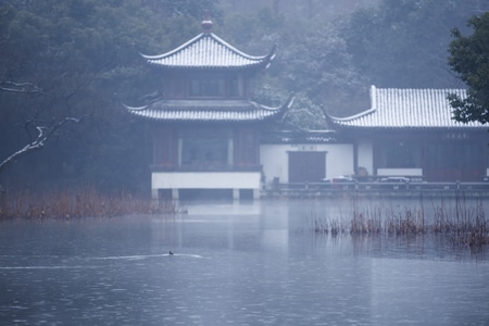 杭州-西湖-曲院风荷-雪韵-西湖 图片素材