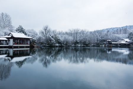 杭州-西湖-浴鹄湾-雪韵-西湖 图片素材
