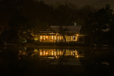 杭州-浴鹄湾-西湖-夜色-雪夜 图片素材