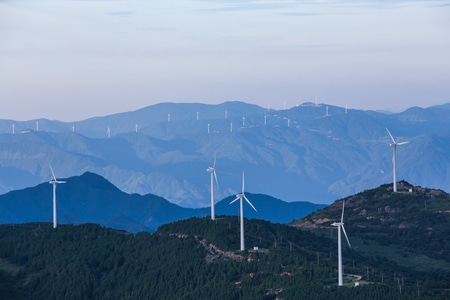 浙江-临海-括苍山-风车-风光 图片素材